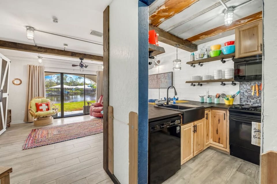 Fully Stocked Kitchen with Bar Seating