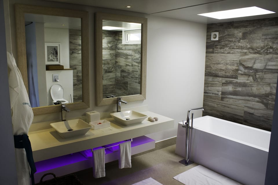 Shower, free toiletries, hair dryer, bathrobes