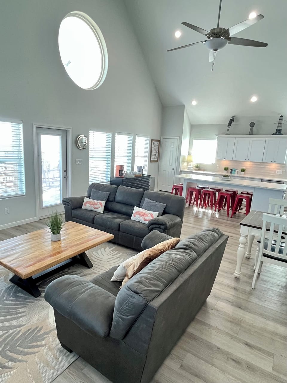Wonderful light throughout the open plan living, dining and kitchen spaces