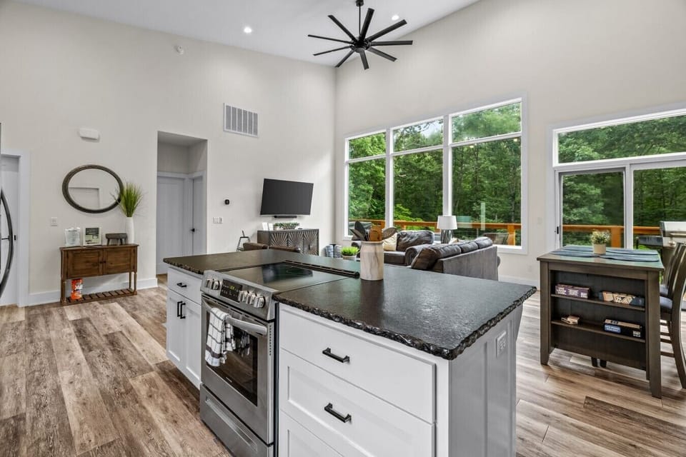 Gather at the island — fully equipped for cooking and hanging out.