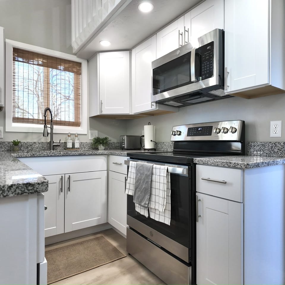 Fully stocked kitchen. 