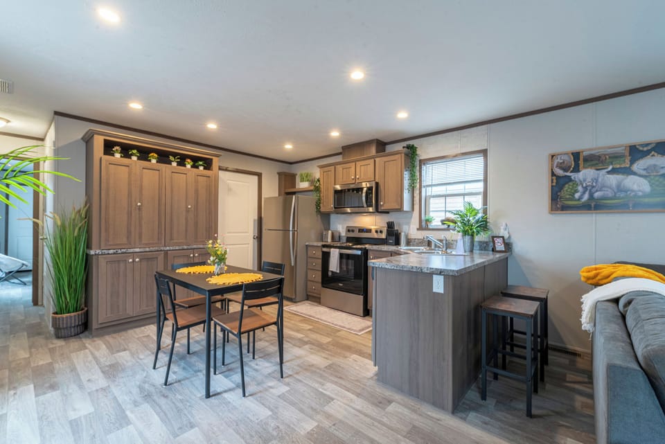 Fully equipped kitchen with full-size appliances, cookware, coffee maker