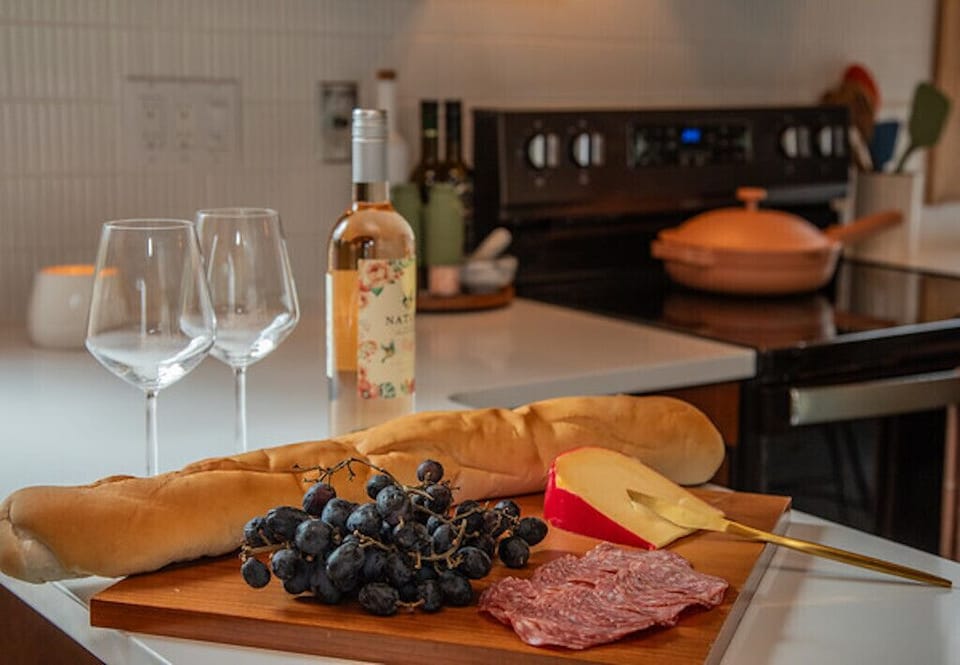 Craft up a charcuterie board and open some wine for a cozy night in. 