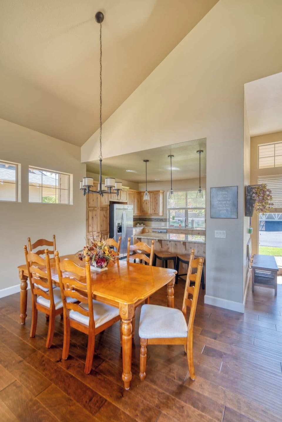 Enjoy your meals at the spacious dining room table, a great place for eating and enjoying each other's company with plenty of seating for everyone.