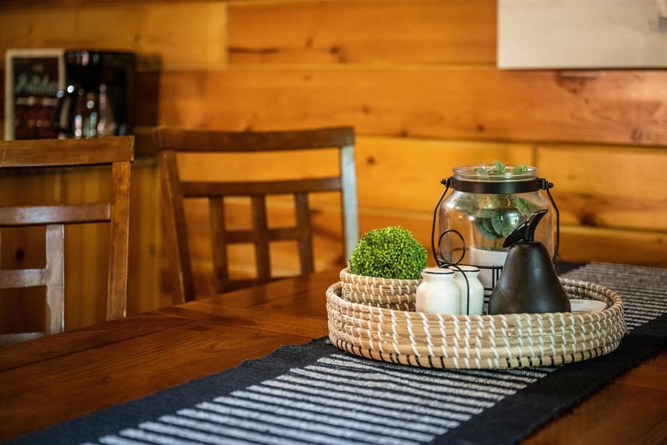 Warm wood tones and thoughtful touches make every meal here feel a little more special.