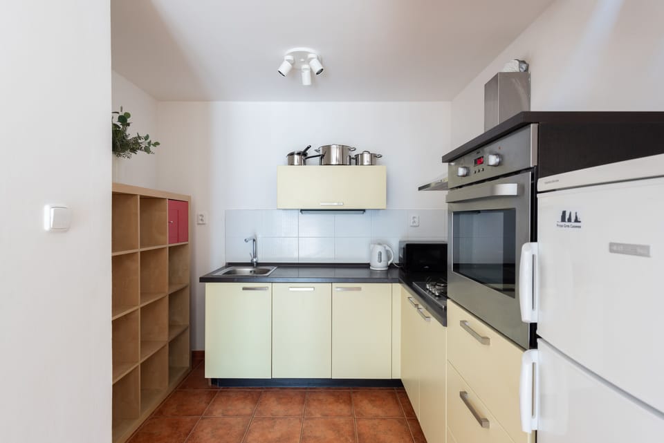 Comfort Apartment | Private kitchen | Fridge, microwave, oven, stovetop