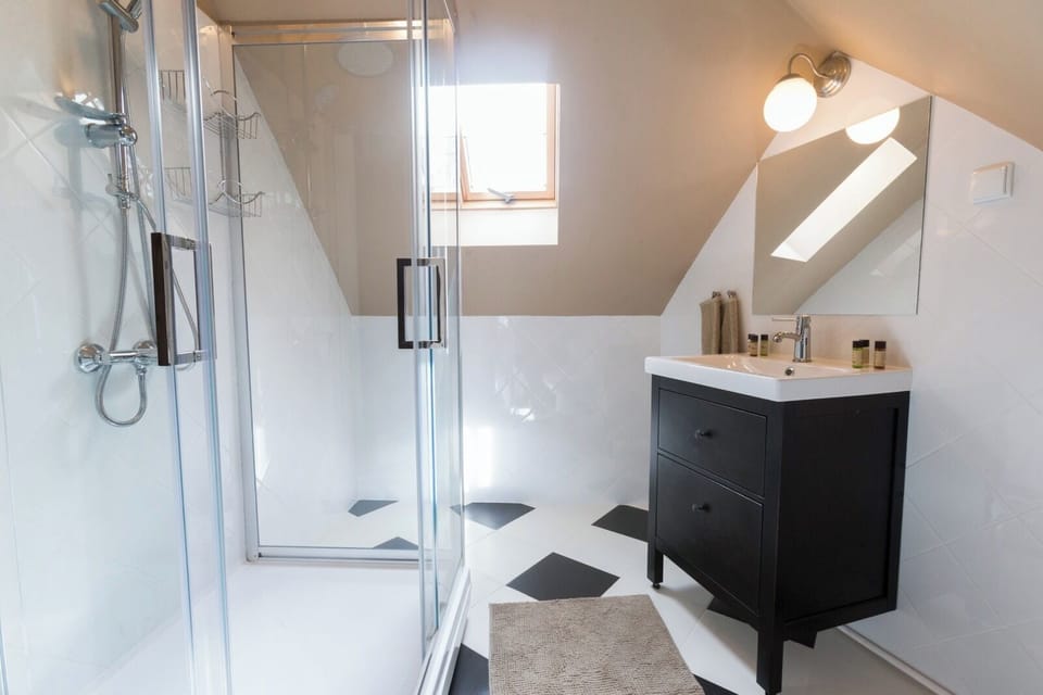 Hair dryer, bathrobes, slippers, towels
