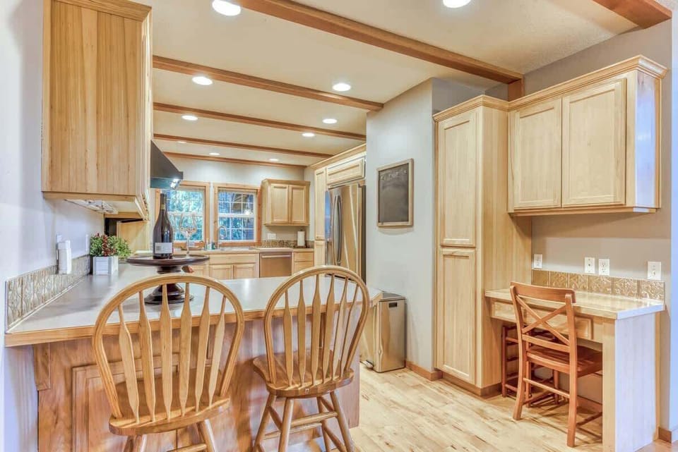 The kitchen counter area is perfect for quick meals or visiting with the chef.