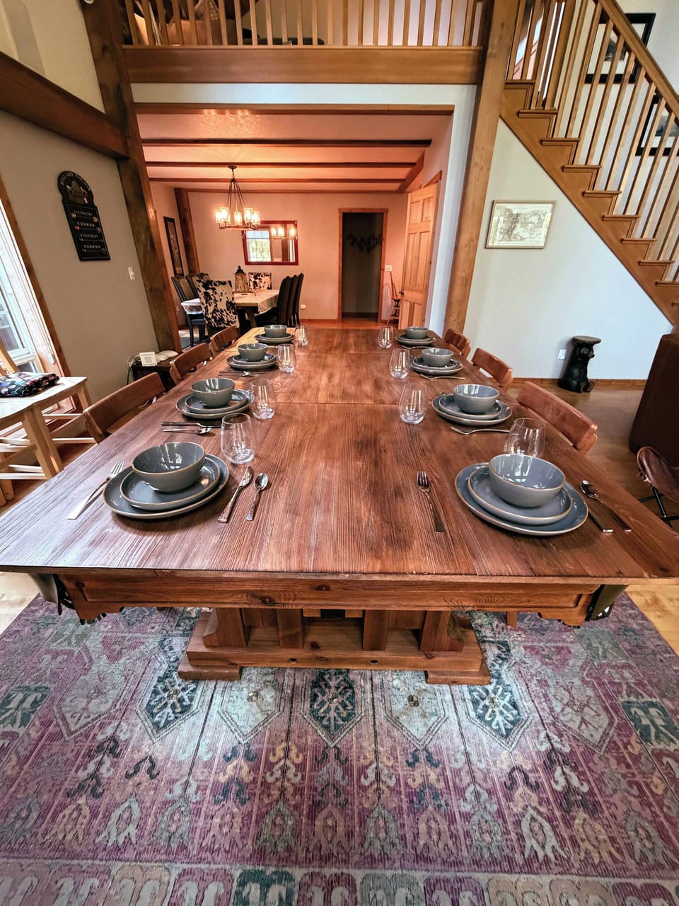 The pool table extends your dining options to seat more people into the great room. 