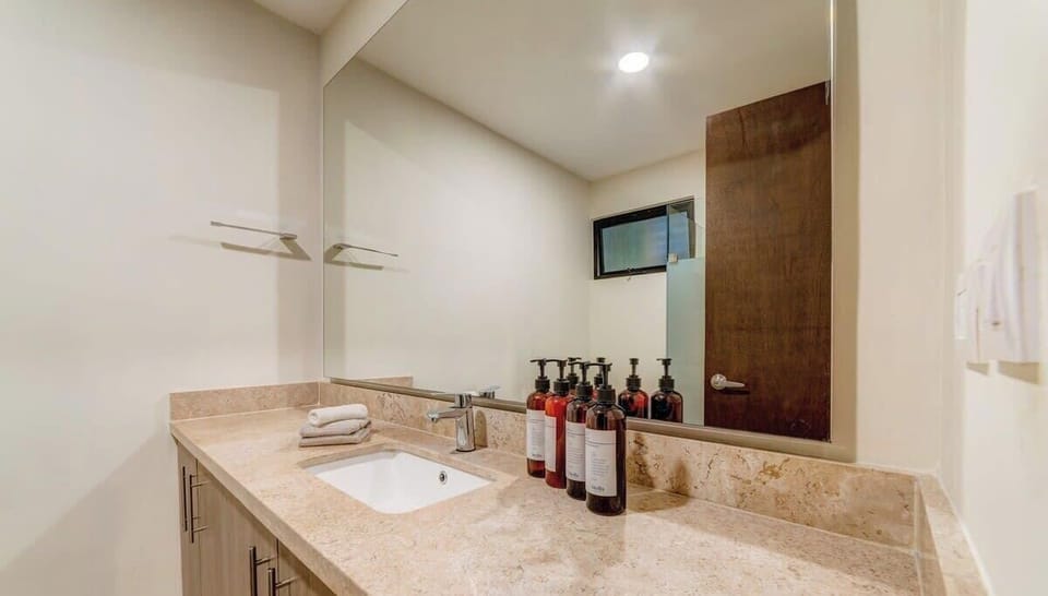 Lots of counter space in the bathroom for your bath essentials