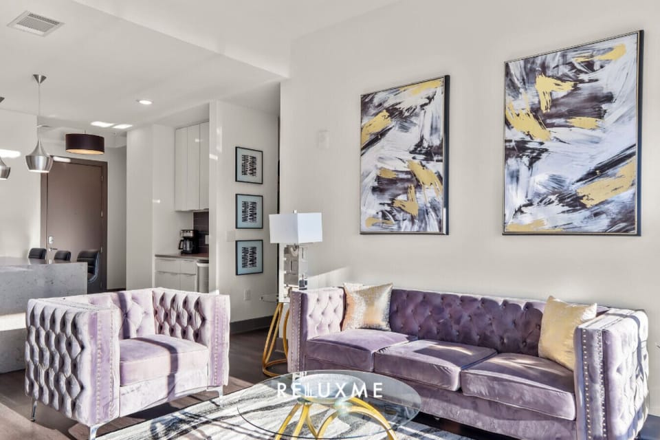Comfortable furnishings and a chic design make this living area perfect for socializing or relaxing.