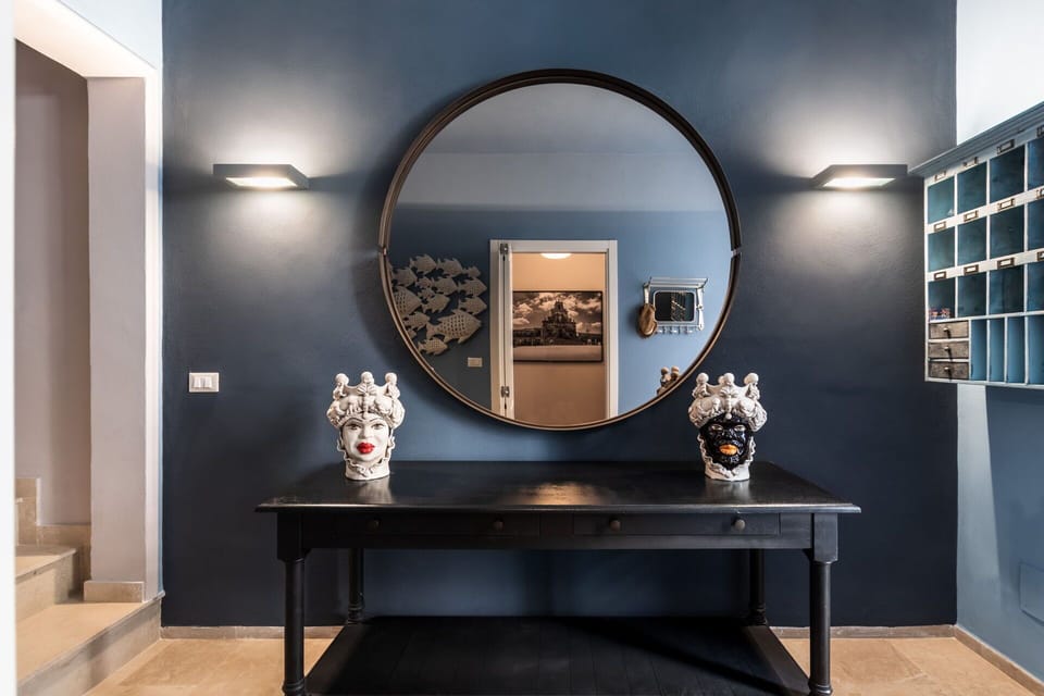 Mirror, Table, Light, Lighting, Interior Design, Art, Floor, Wall, Display Case, Flooring
