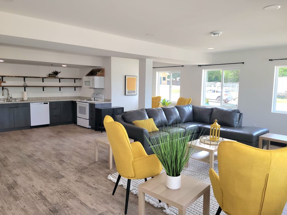 This is the view from the front door. Large kitchen and living room for your guests to spread out. 