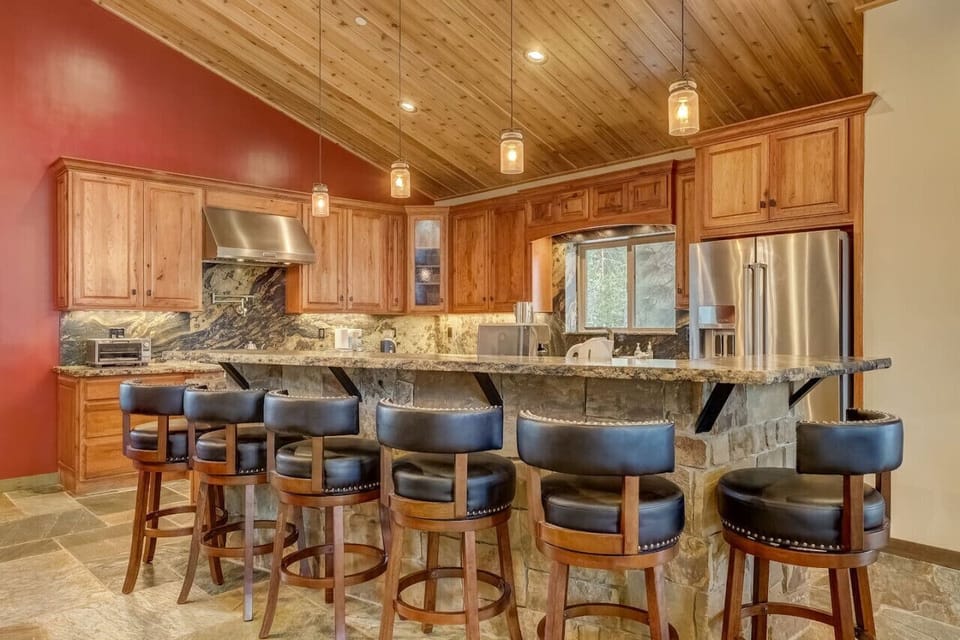 Lots of bar seating on the large island