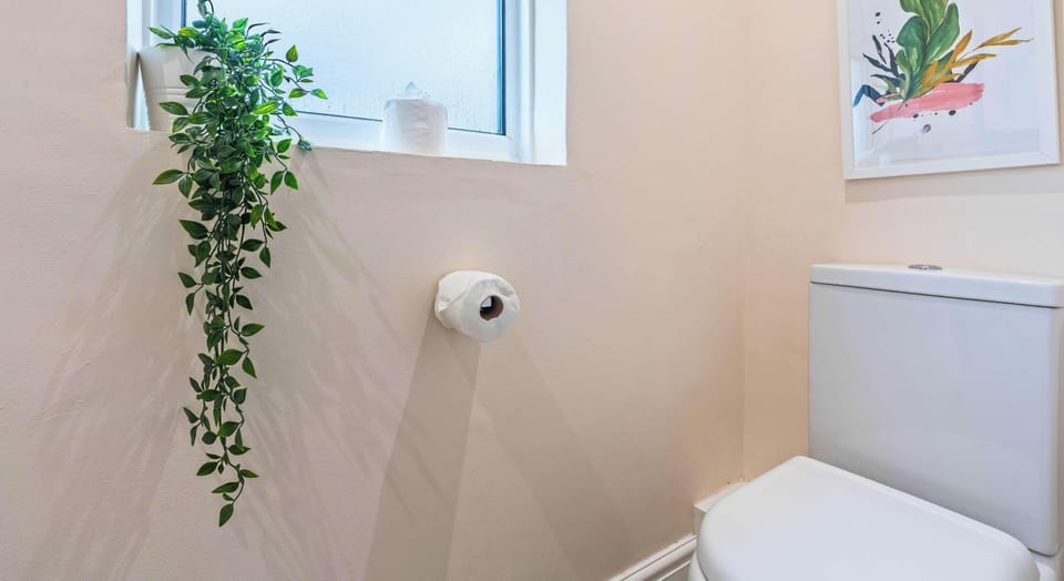 FRESH, CLEAN BATHROOM WITH NATURAL LIGHT