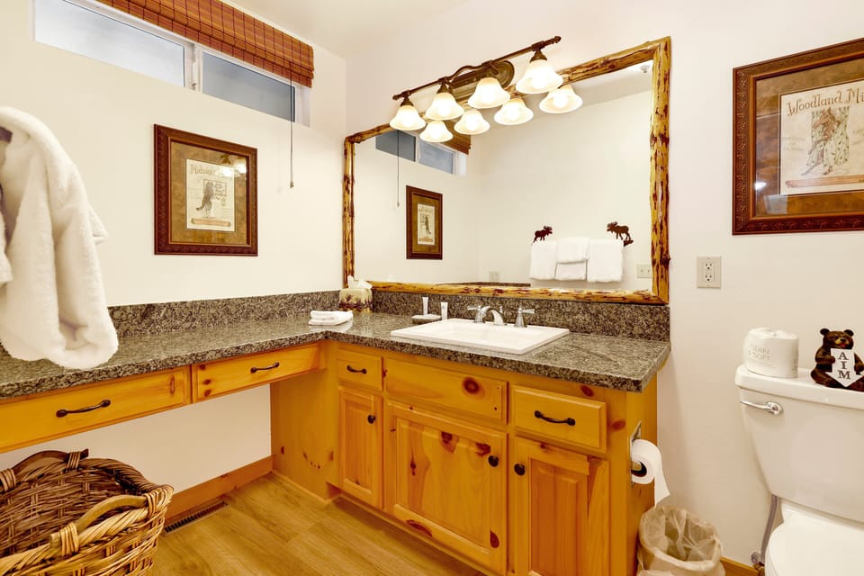Designer toiletries, towels, toilet paper