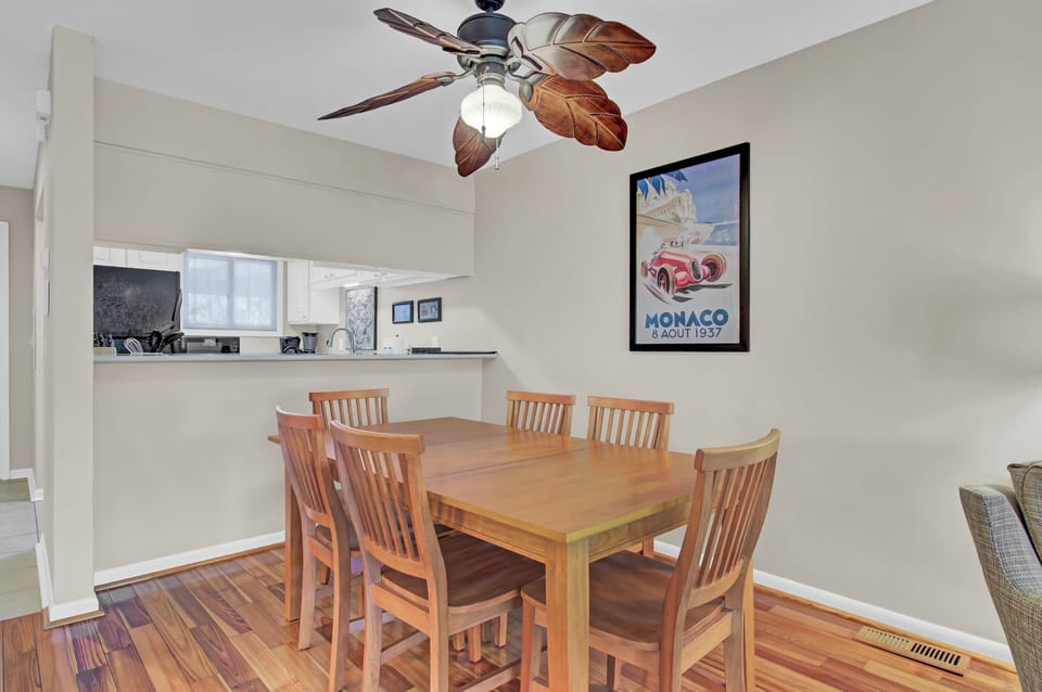 Dining area located between the living area and kitchen.