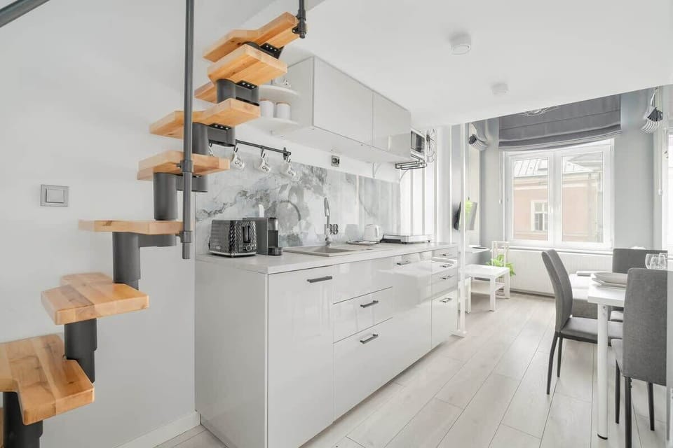 Kitchenette with a microwave