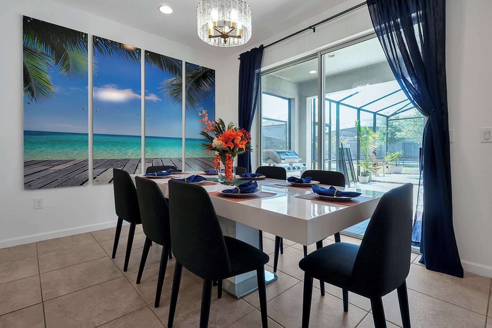 Enjoy elegant dining with stunning poolside views, perfect for memorable meals