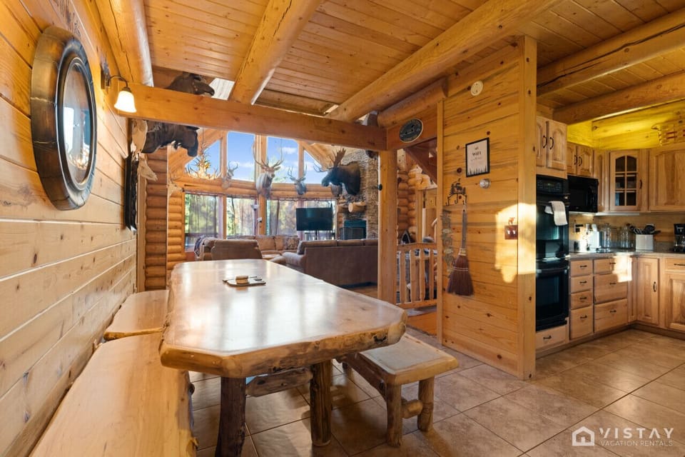 a custom-built 10-foot dining table where you can dine against the backdrop of panoramic mountain views.