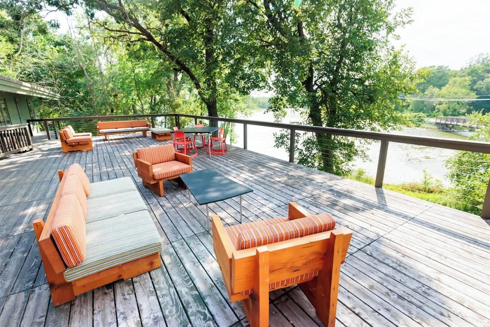 Deck with furniture overlooking Gleason Lake