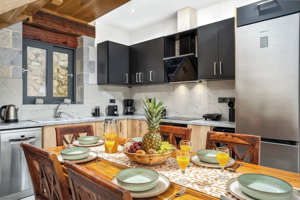 Villa | Private kitchen | Fridge, microwave, oven, stovetop