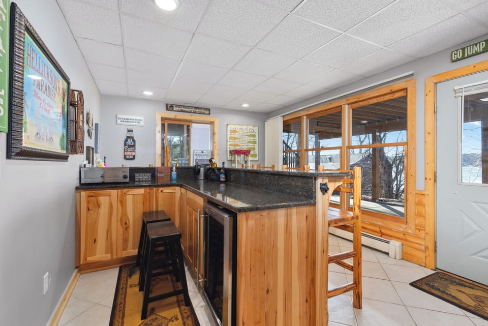 Peak behind the basement bar.