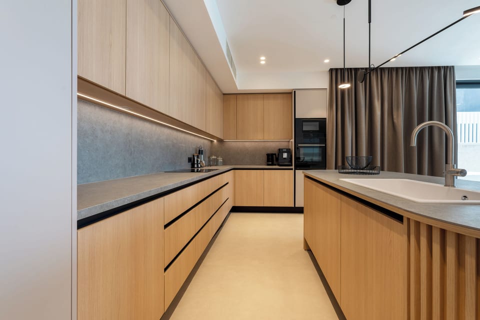 Deluxe Villa | Private kitchen | Full-size fridge, espresso maker, electric kettle