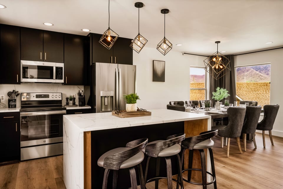 Start your day right with a quick breakfast at the convenient kitchen island