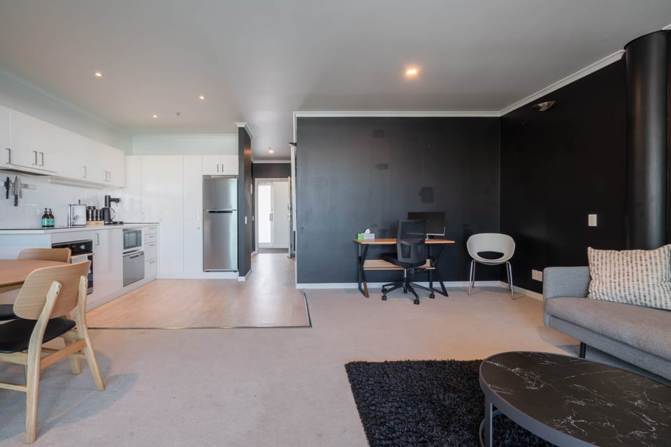 from deck into the lounge - bedroom through that big black wall