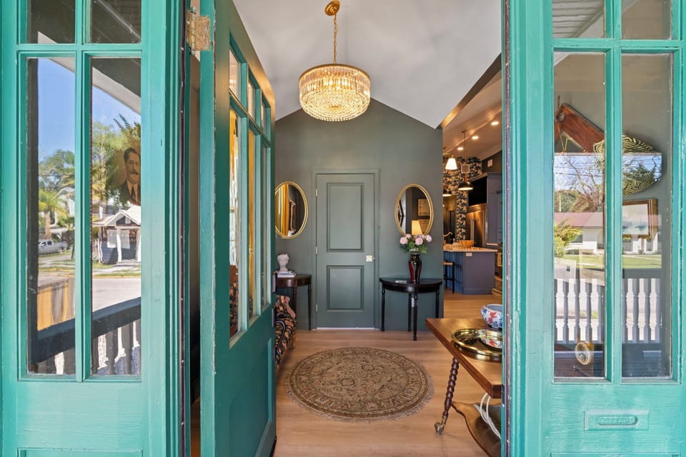 Grand foyer crystal chandelier welcoming you home.