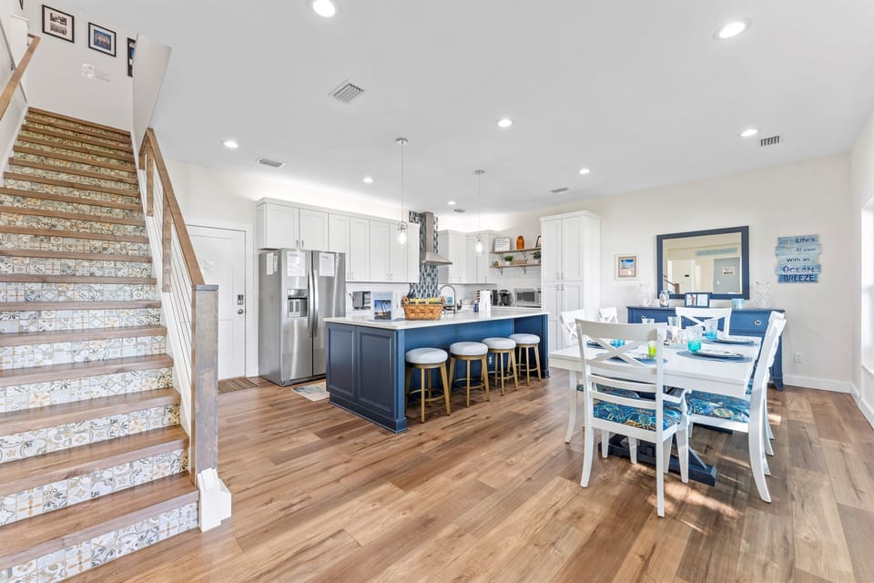 Kitchen/dining area and stairs to 2nd floor