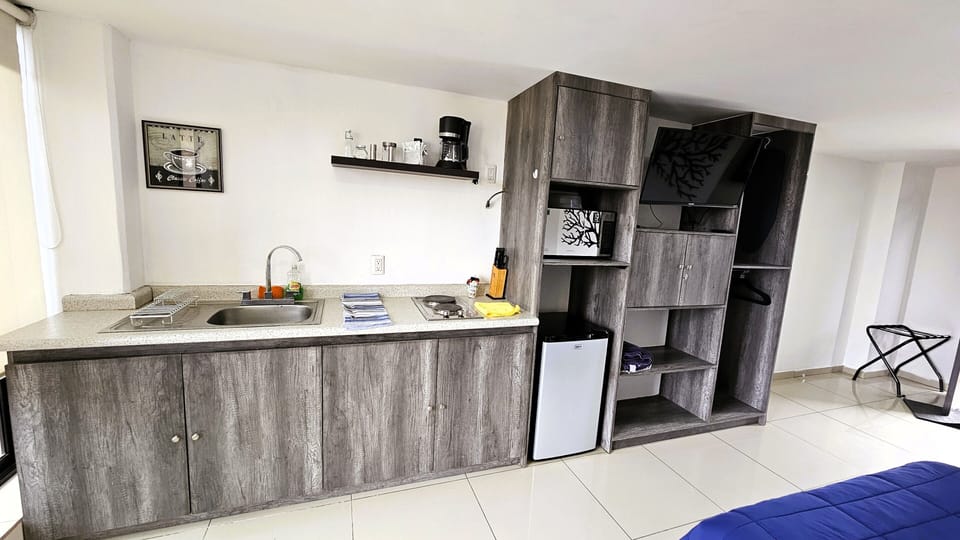 Executive Studio Suite | Private kitchen | Coffee/tea maker, microwave, blender, griddle