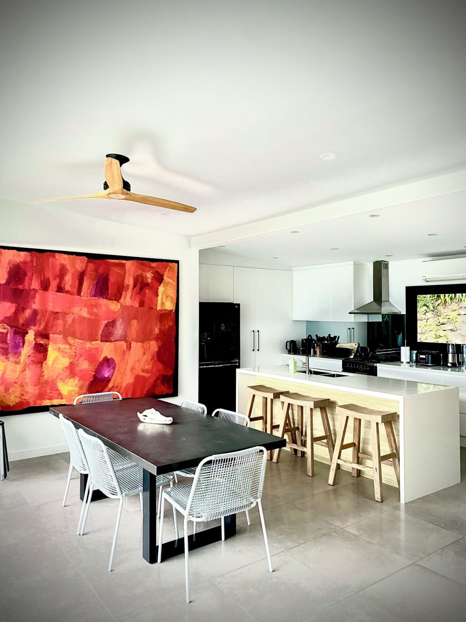 Huge open plan kitchen and dining area with seating for 9 guests