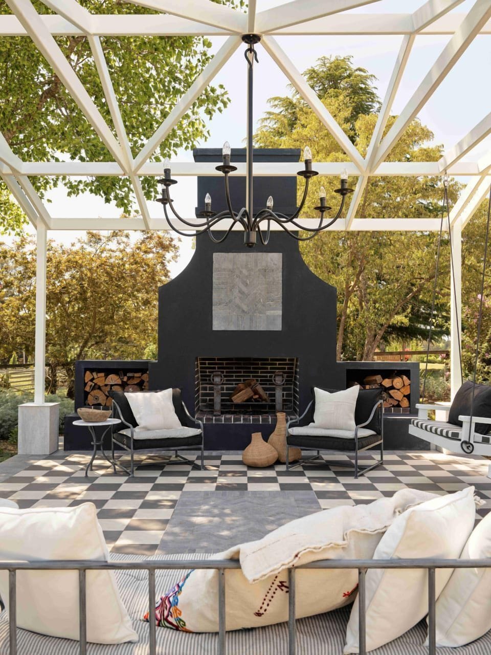 Entertain with open fireplaces, swings and comfy lounges