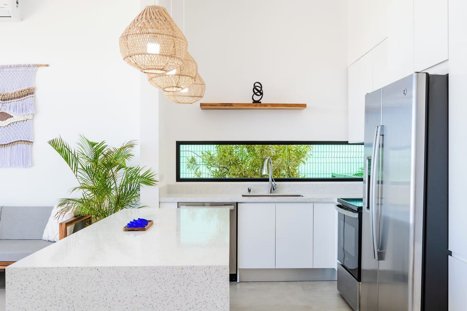 Exclusive Villa | Private kitchen | Full-size fridge, microwave, oven, stovetop