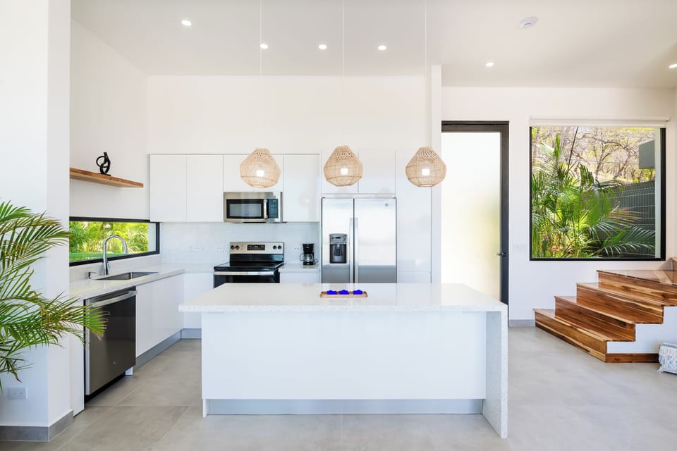 Exclusive Villa | Private kitchen | Full-size fridge, microwave, oven, stovetop
