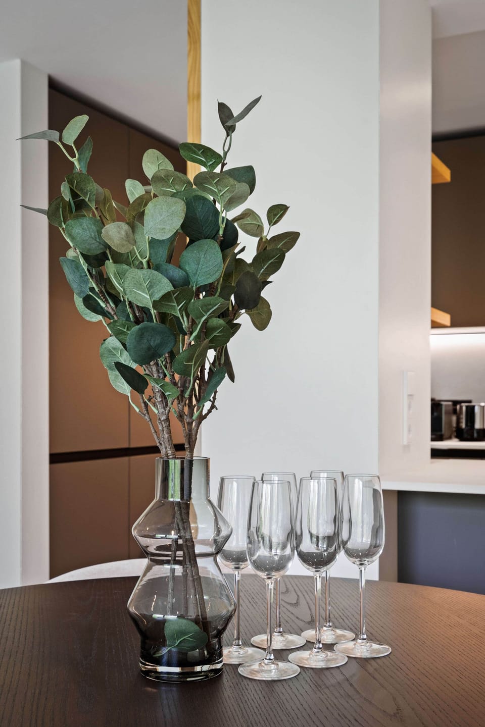Elegant details await your dinner party in our modern dining space.