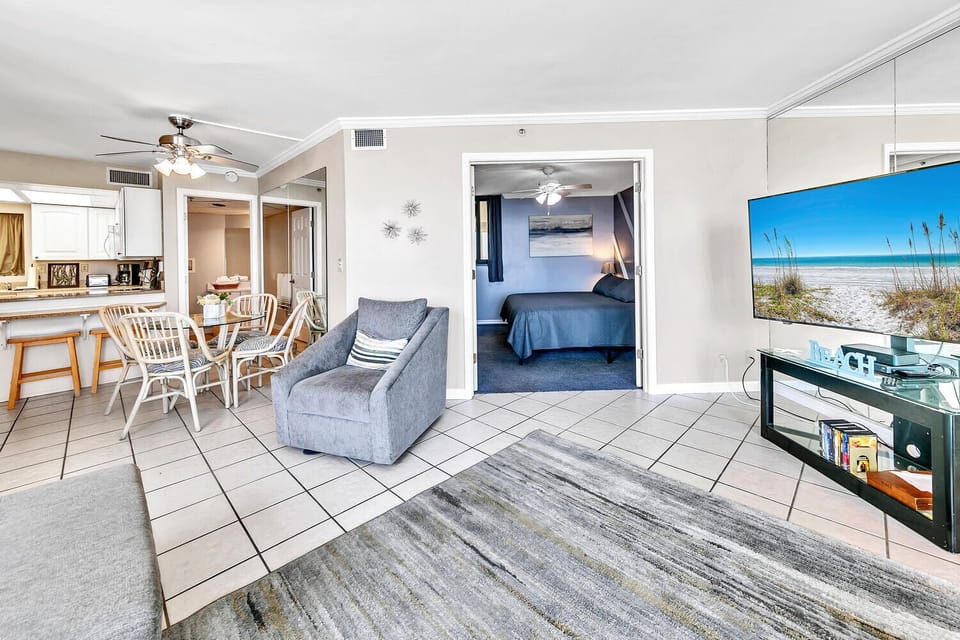 Enjoy a movie on the flat screen TV