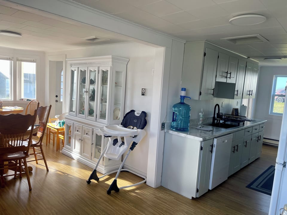 Dining area and kitchen.