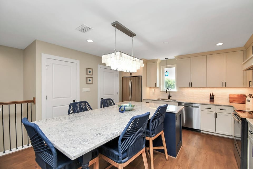 Large kitchen island quartz countertop