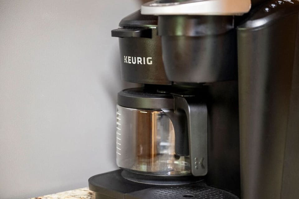 A Keurig Duo is provided for the coffee lovers in your group.