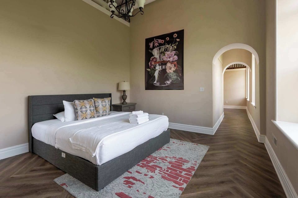 Comfortable bedroom with soft lighting