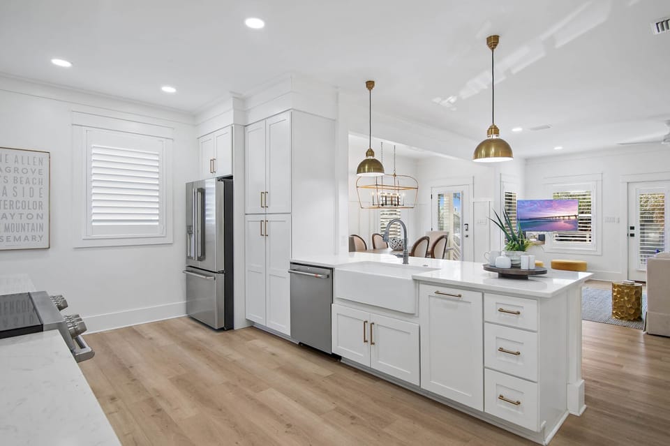 The kitchen is well-stocked for your meal prep needs