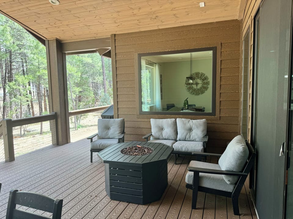 Back porch with fire pit