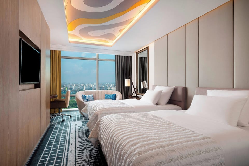 Club Room, 2 Double Beds | Premium bedding, minibar, in-room safe, desk