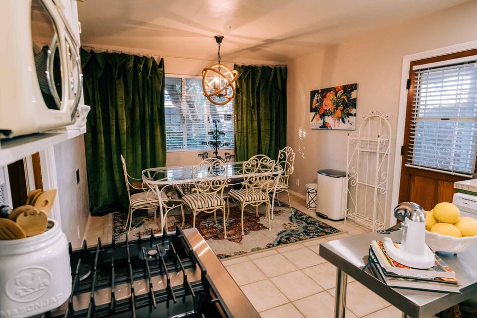 View of dining room from kitchen.
