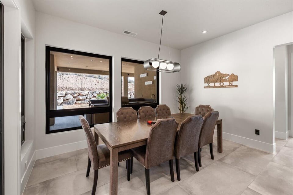 Dining table with seating for 8.