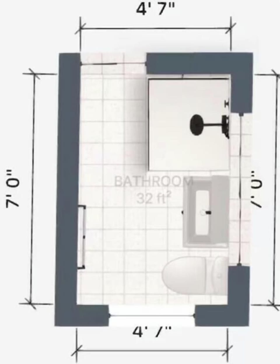 Space plan with approximate measurements 