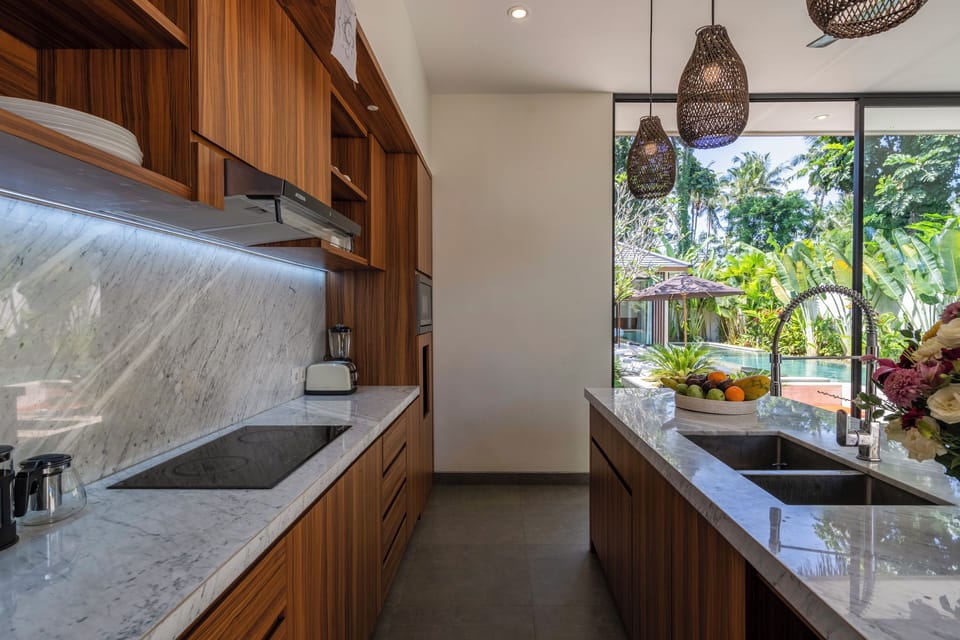 Superior Villa, 3 Bedrooms, Pool View | Private kitchen | Full-size fridge, microwave, stovetop, espresso maker